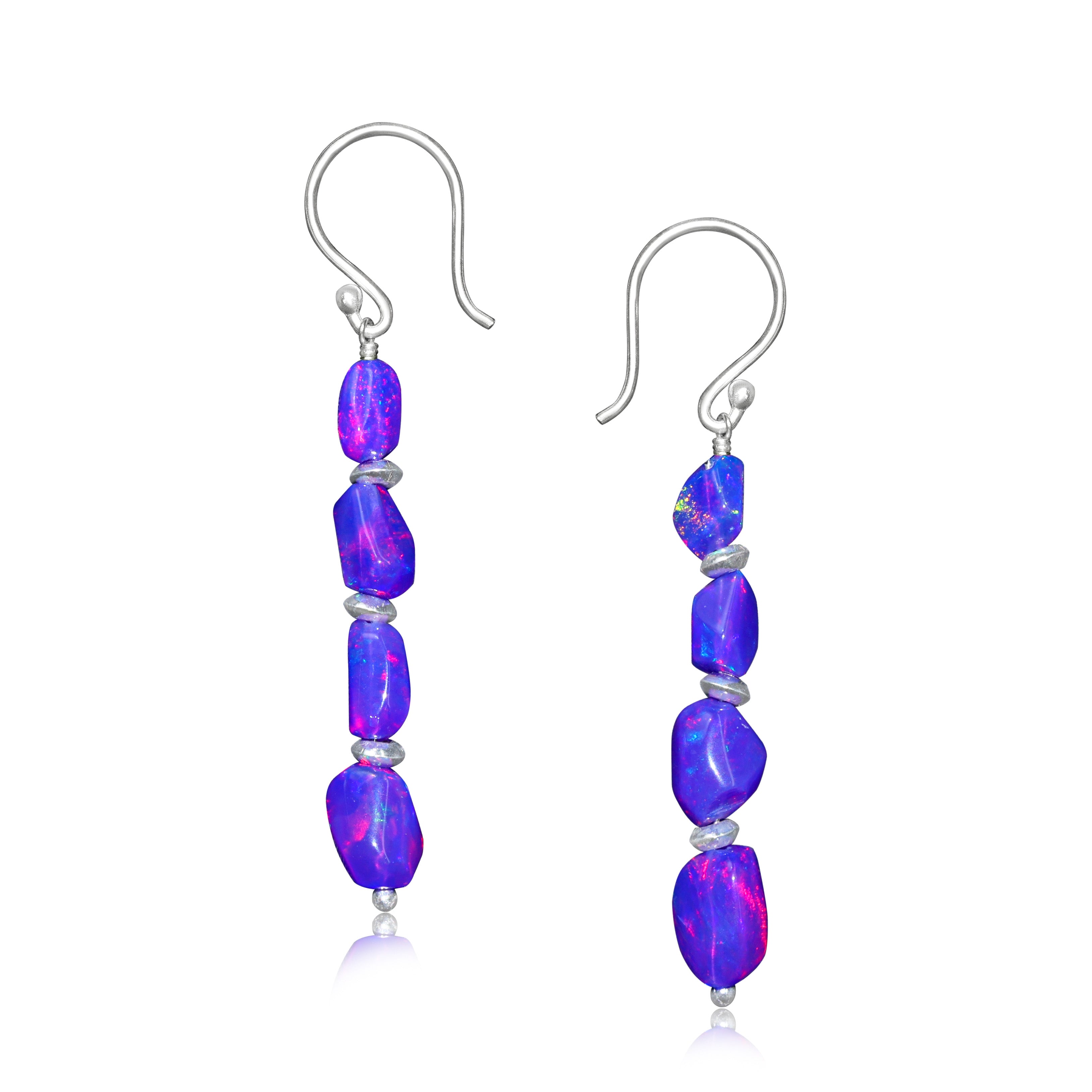 Lavender Opal Dangle Earrings for Women - Elegant Handmade Christmas Gift for Her - Perfect for Holiday Parties, Weddings & Special Occasions