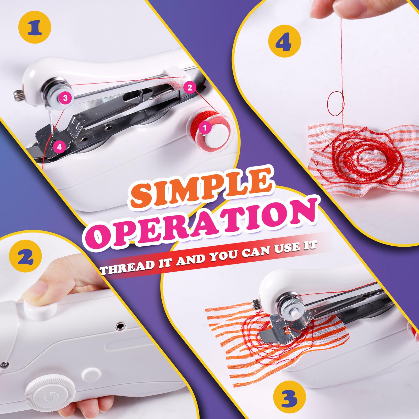Portable Handheld Sewing Machine with Accessory Kit - Mini Electric Sewing Machine for Beginners, DIY Clothes Repair, Home & Travel Use - Quick Stitch for Fabrics, Emergency Repairs & Craft Projects