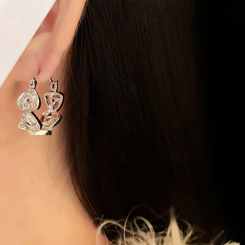 Sterling Silver Trillion Cut Hoop Earrings for Women - Dainty & Elegant Jewelry Gift - Perfect for Everyday Wear, Parties & Special Occasions | HE17023