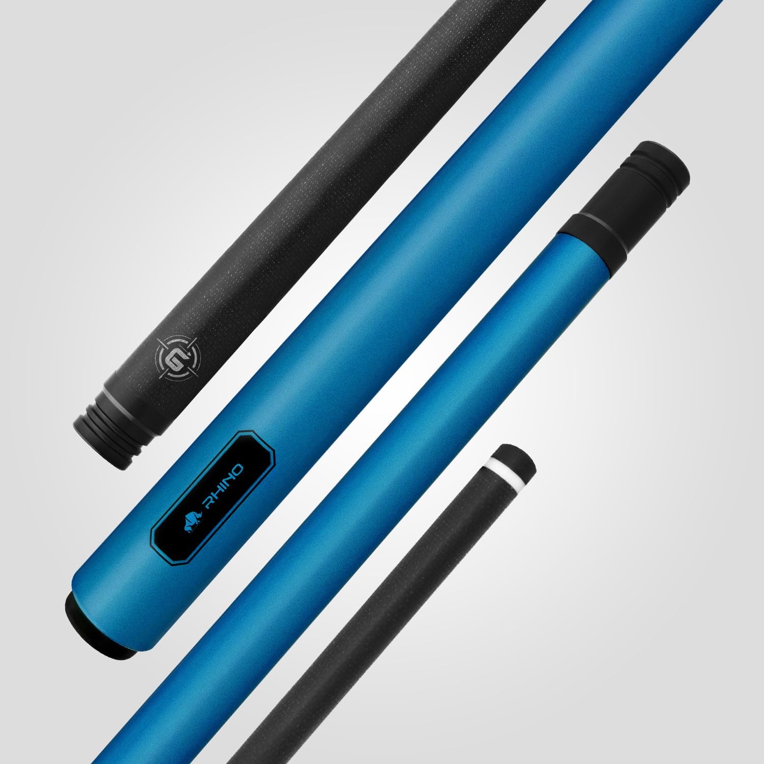 RHINO G-L Pool Cue - Professional Billiard Stick with Glass Fiber Shaft (12.5mm Tip, Thin Conical Taper) - Wrapless Design, 3/8-8 Joint - Available in Black, Blue, Gray, Orange, Mint, Silver, White - Perfect for Competitive Play & Home Pool Tables