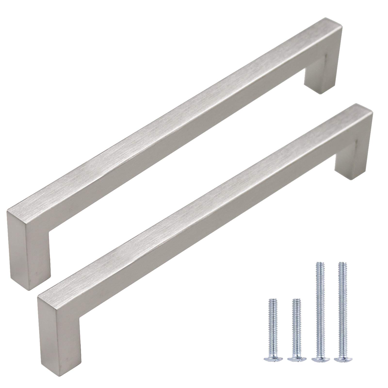 Gobrico 10 Pack 7.5 Inch (192mm) Square Cabinet Handles - Brushed Nickel Drawer Pulls for Bathroom, Bedroom & Kitchen Furniture - Durable Stainless Steel Hardware for Cabinets, Dressers & Vanities