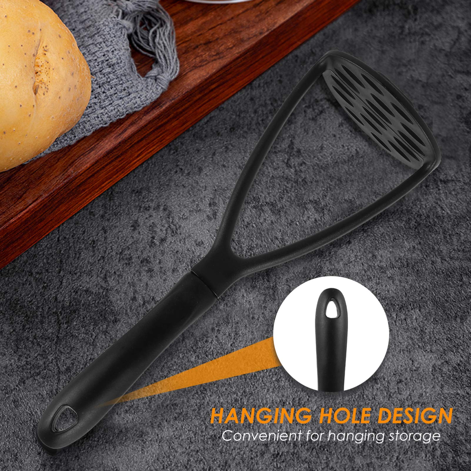 Premium Stainless Steel Potato Masher & Garlic Press - Manual Food Ricer for Potatoes, Fruits, Meat - Durable Wooden Handle & Nylon Food-Grade Tool - Perfect for Mashing, Pressing, and Cooking in Kitchens