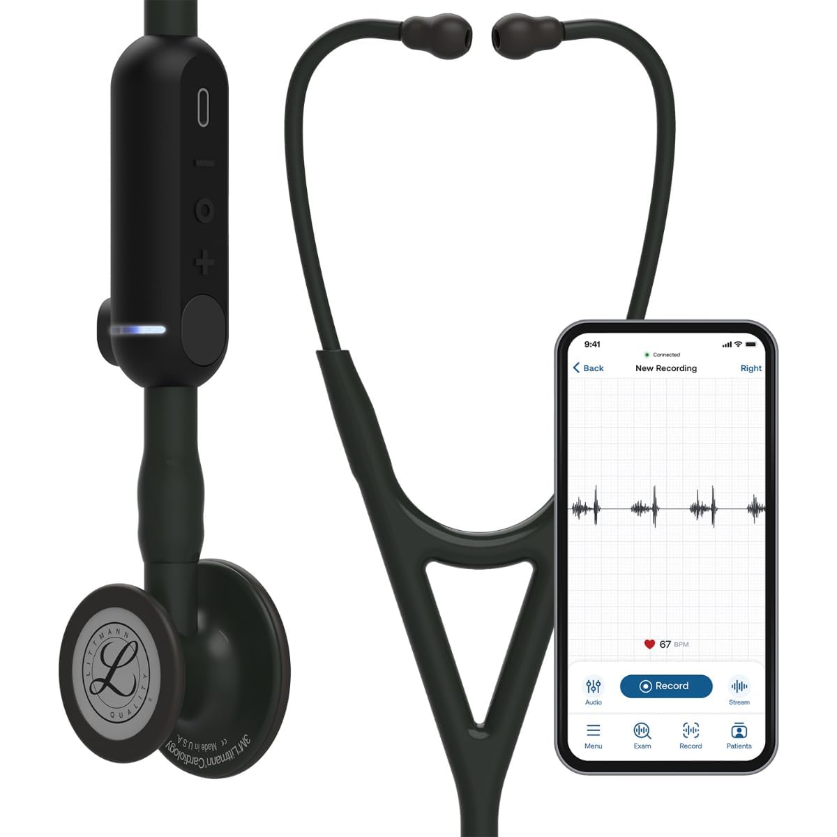 3M Littman® CORE Digital Stethoscope - Black Chestpiece with 27