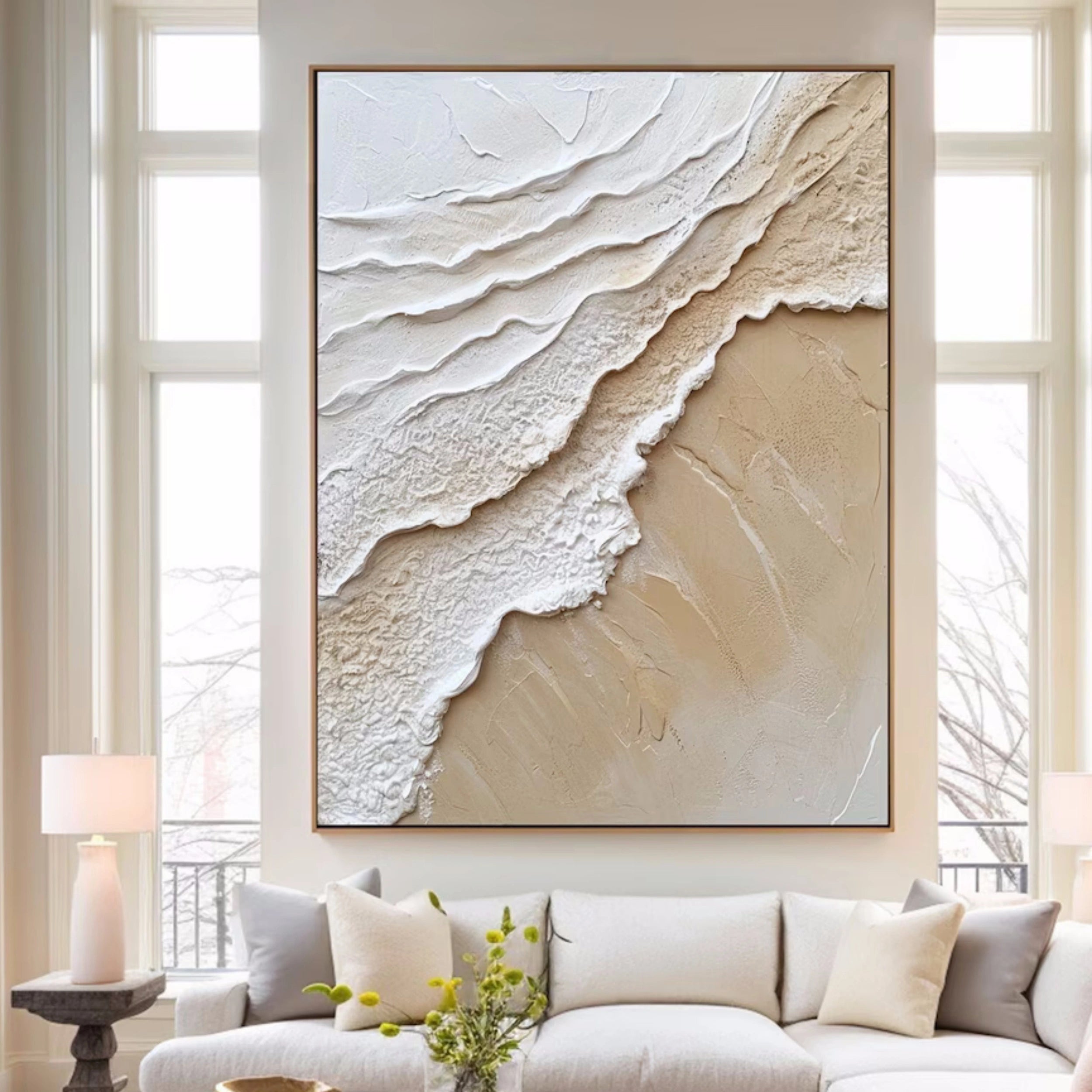 Ocean and Sky Painting #OS 058 - Handmade Canvas Wall Art for Home & Office Decor - Perfect for Living Room, Bedroom, or Office Wall Decor