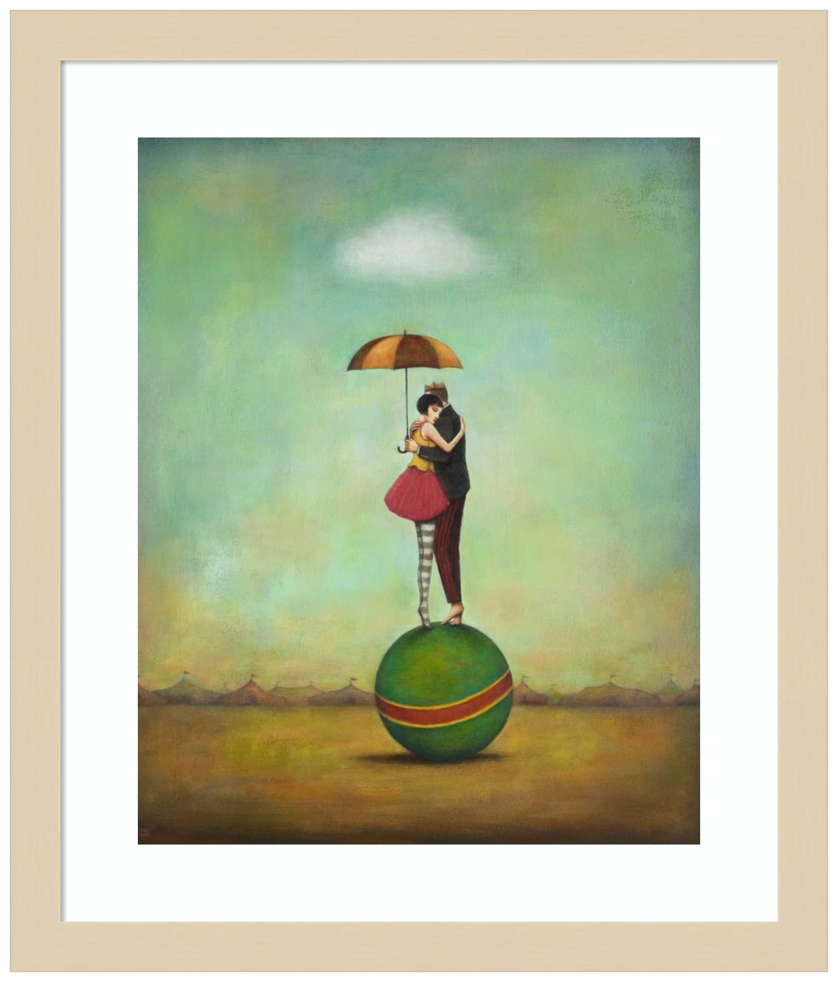 Amanti Art Circus Romance by Duy Huynh - Wood Framed Wall Art Print 15x17 Inches, Svelte Natural Frame - Perfect for Living Room, Bedroom & Office Decor