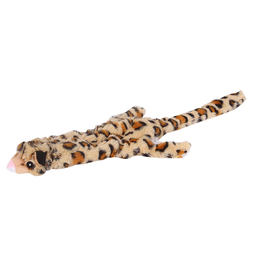 TEHAUX No Stuffing Squeaky Dog Toys - Durable Flat Skinny Leopard Plush Chew Toys for Small Medium Dogs & Cats | Interactive Play, Training Reward, Anxiety Relief