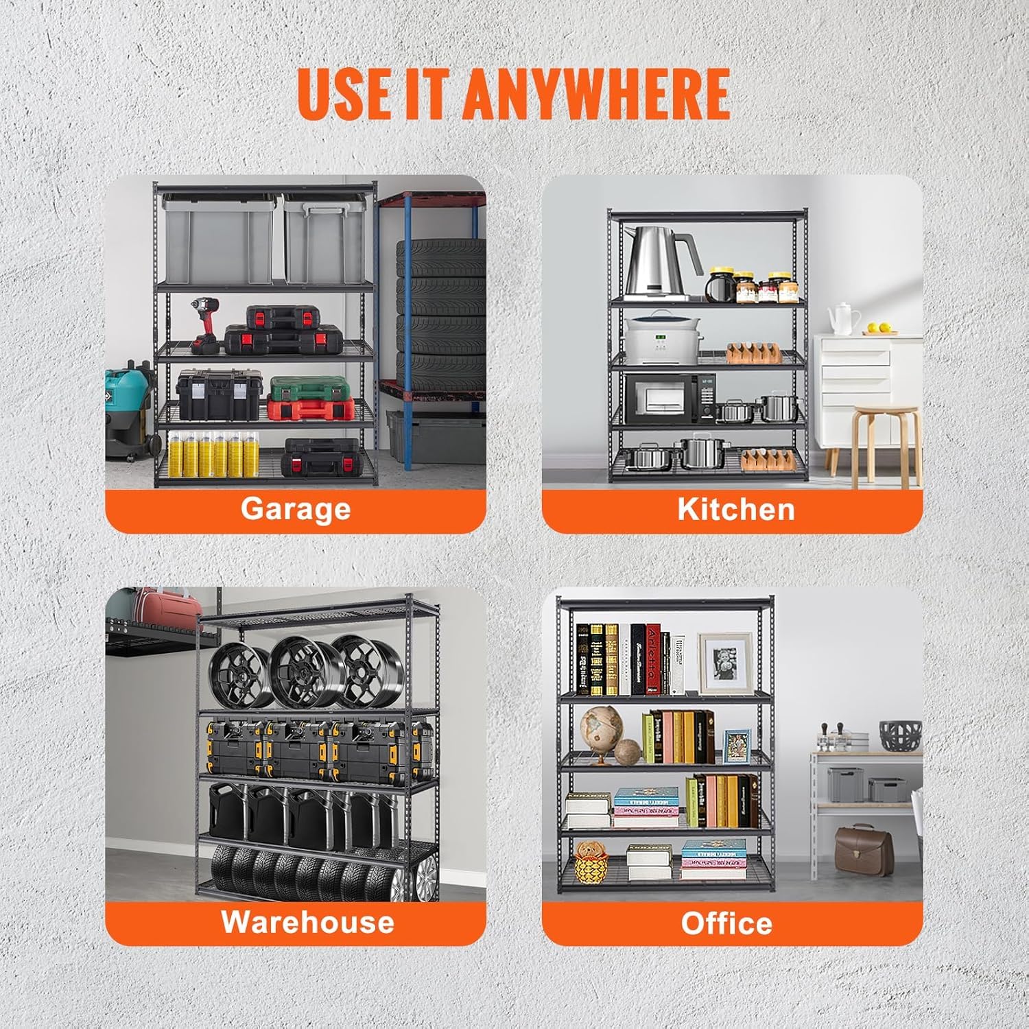 5-Tier Heavy Duty Garage Shelving Unit - 60