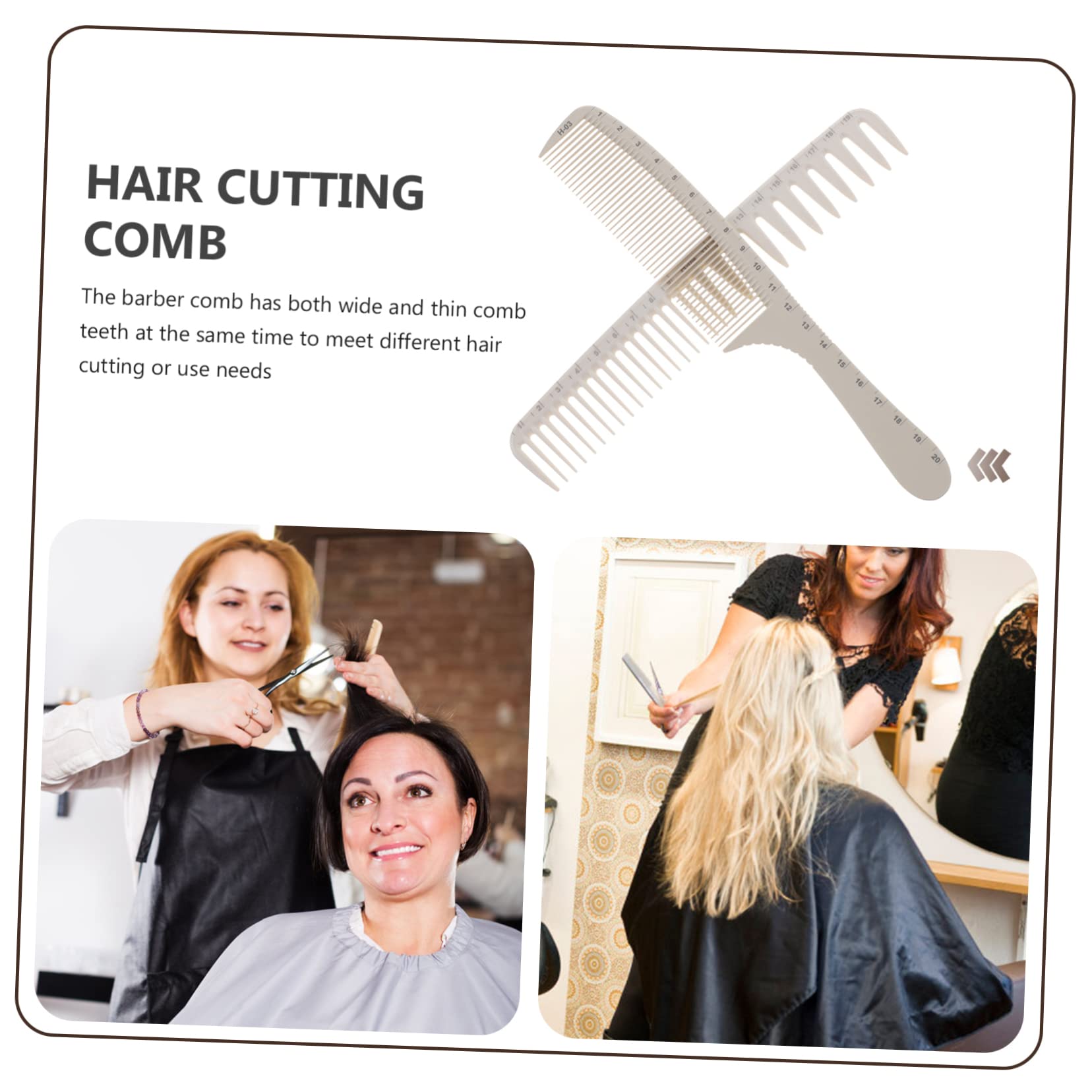 Professional Barber Comb with Ruler - 2 Pack Fine & Wide Teeth Hair Cutting Comb with Measurement Markings - Perfect for Hair Styling, Parting, and Precision Haircuts at Home or Salon
