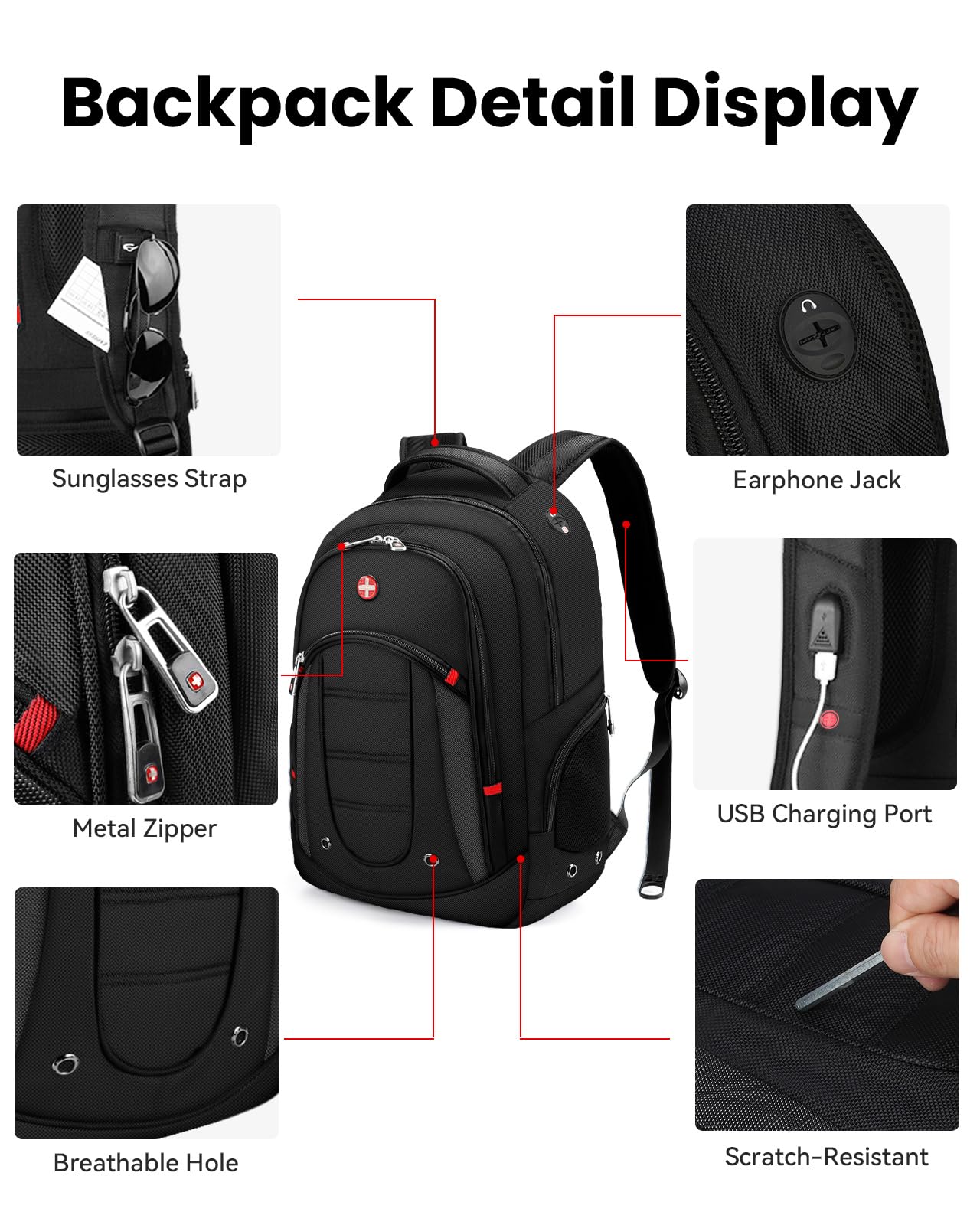 Waterproof Travel Laptop Backpack for Men & Women - 15.6