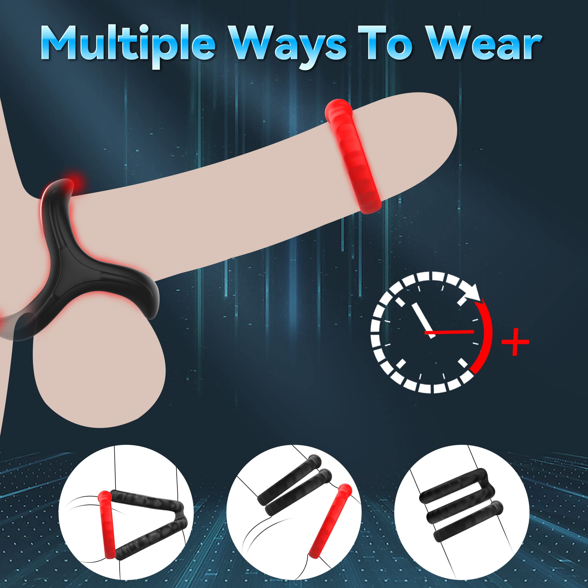 Amortoy 10-Piece Silicone Cock Ring Set for Men - Stretchy Penis Sleeves & Shaft Rings to Enhance Erection & Pleasure - Soft Adult Sex Toys for Couples - Perfect for Spicing Up Intimate Moments & Sensual Play
