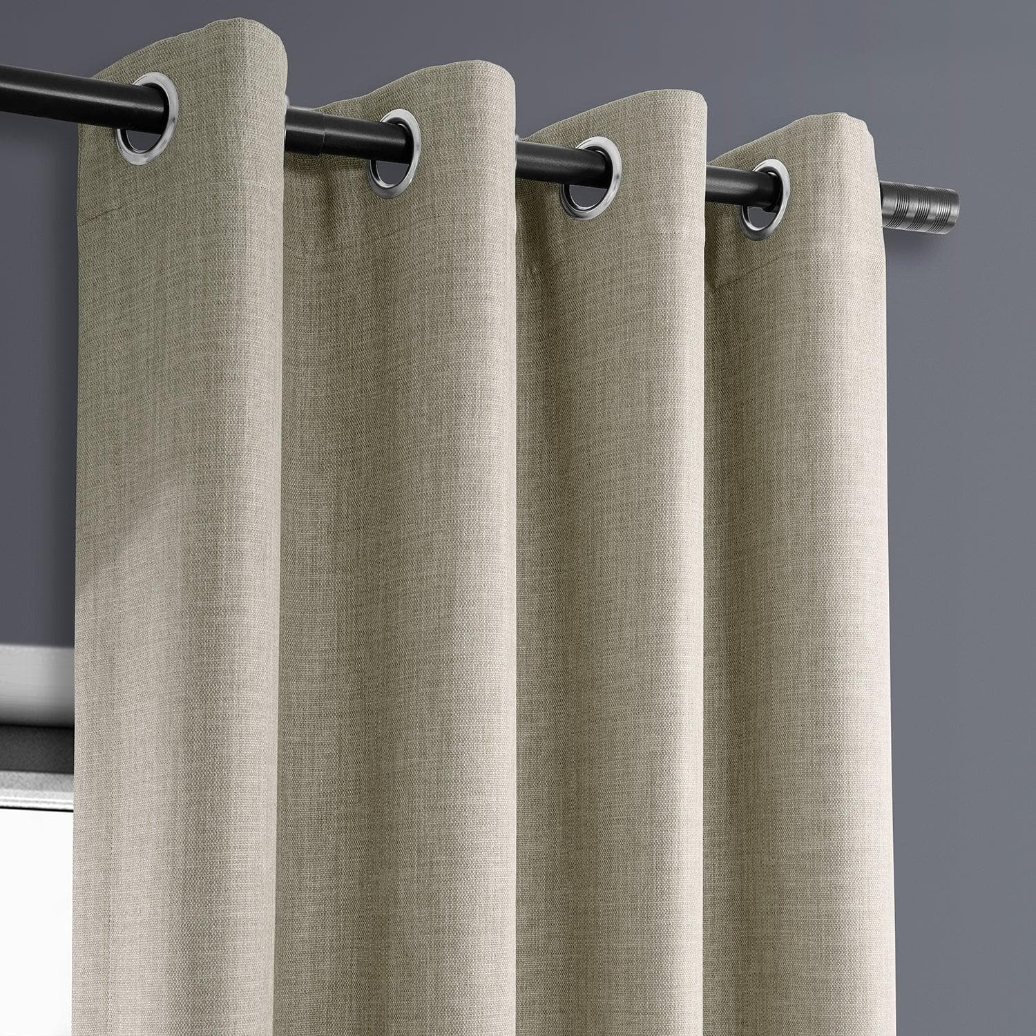 Oatmeal Grommet Textured Faux Linen Blackout Curtains - Thermal Insulated Window Drapes for Bedroom, Living Room & Home Theater