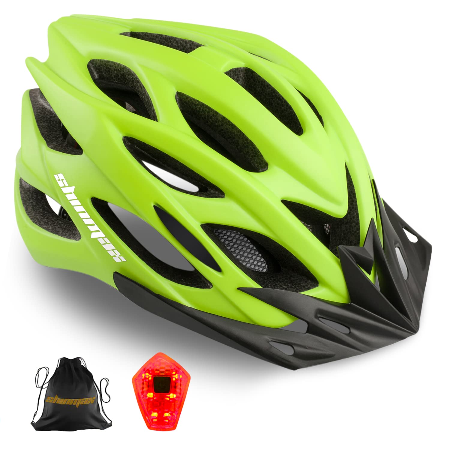 Shinmax Lightweight Adjustable Bike Helmet for Men & Women - CPSC Certified Adult & Youth Cycling Helmet with Rear Light & Detachable Visor - Perfect for Mountain Biking, Road Cycling & Commuting