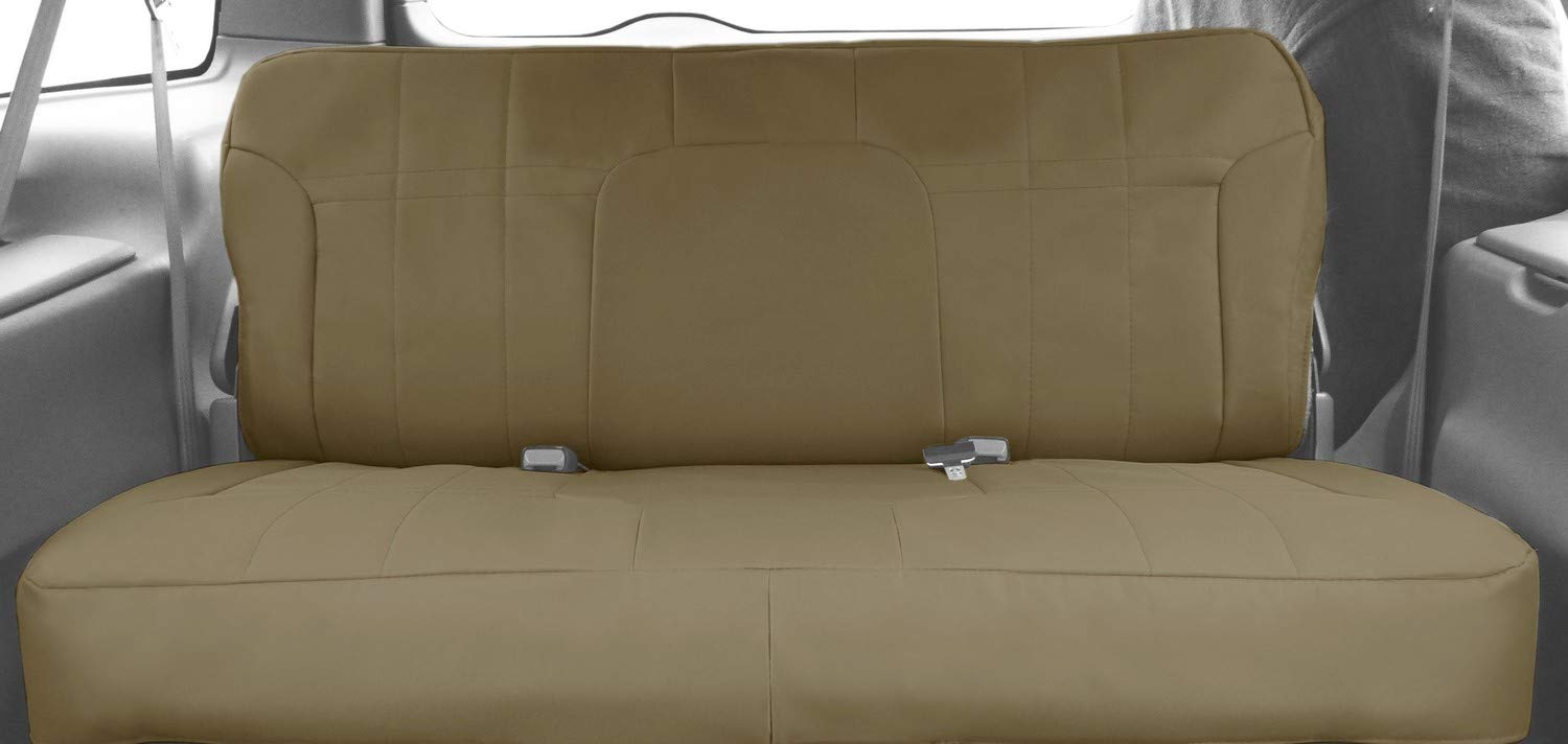 **CalTrend Premium Cordura Car Seat Cover for 1992-1996 Ford Bronco - Beige Rear Solid Bench Seat Covers - Easy Installation with Beige Insert & Trim (1 Set) - Perfect for Off-Roading & Daily Commute**