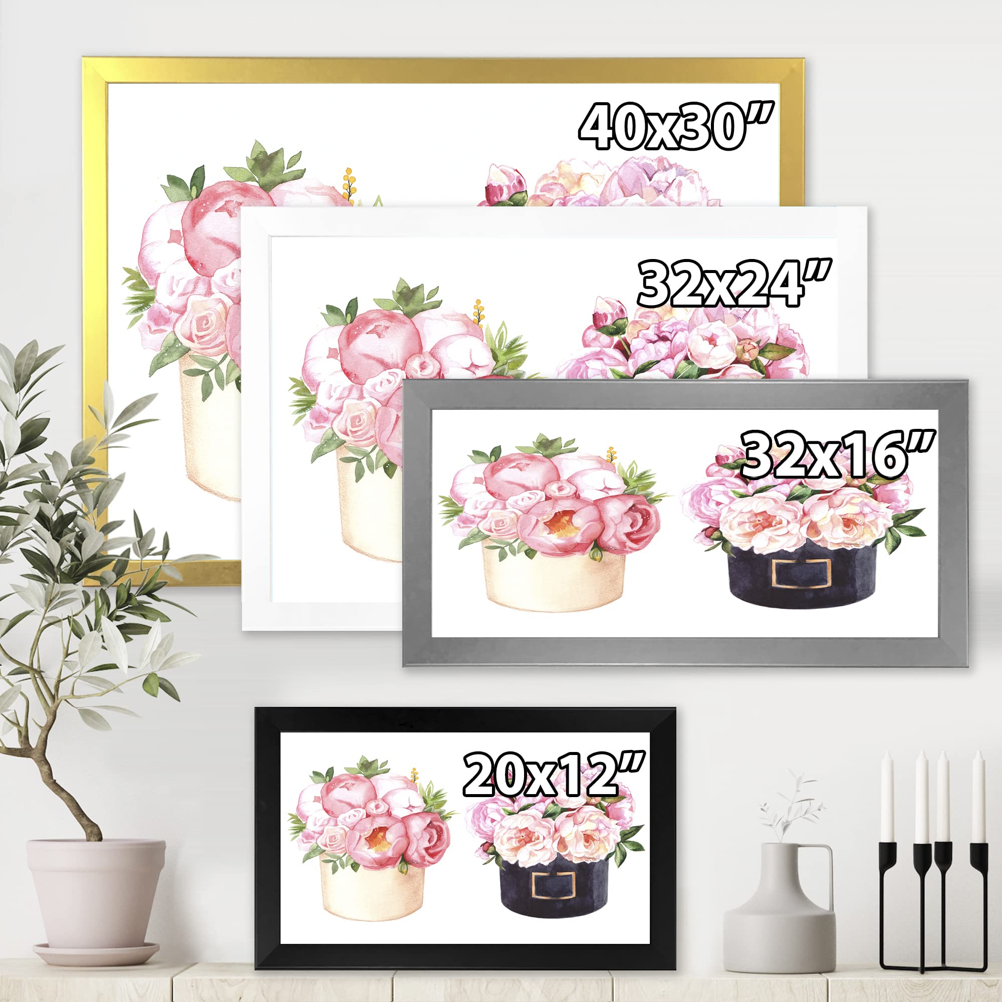 Farmhouse Floral Wall Art - DesignQ Flower Box with Peonies & Roses Canvas Print | Perfect for Living Room, Bedroom & Home Decor