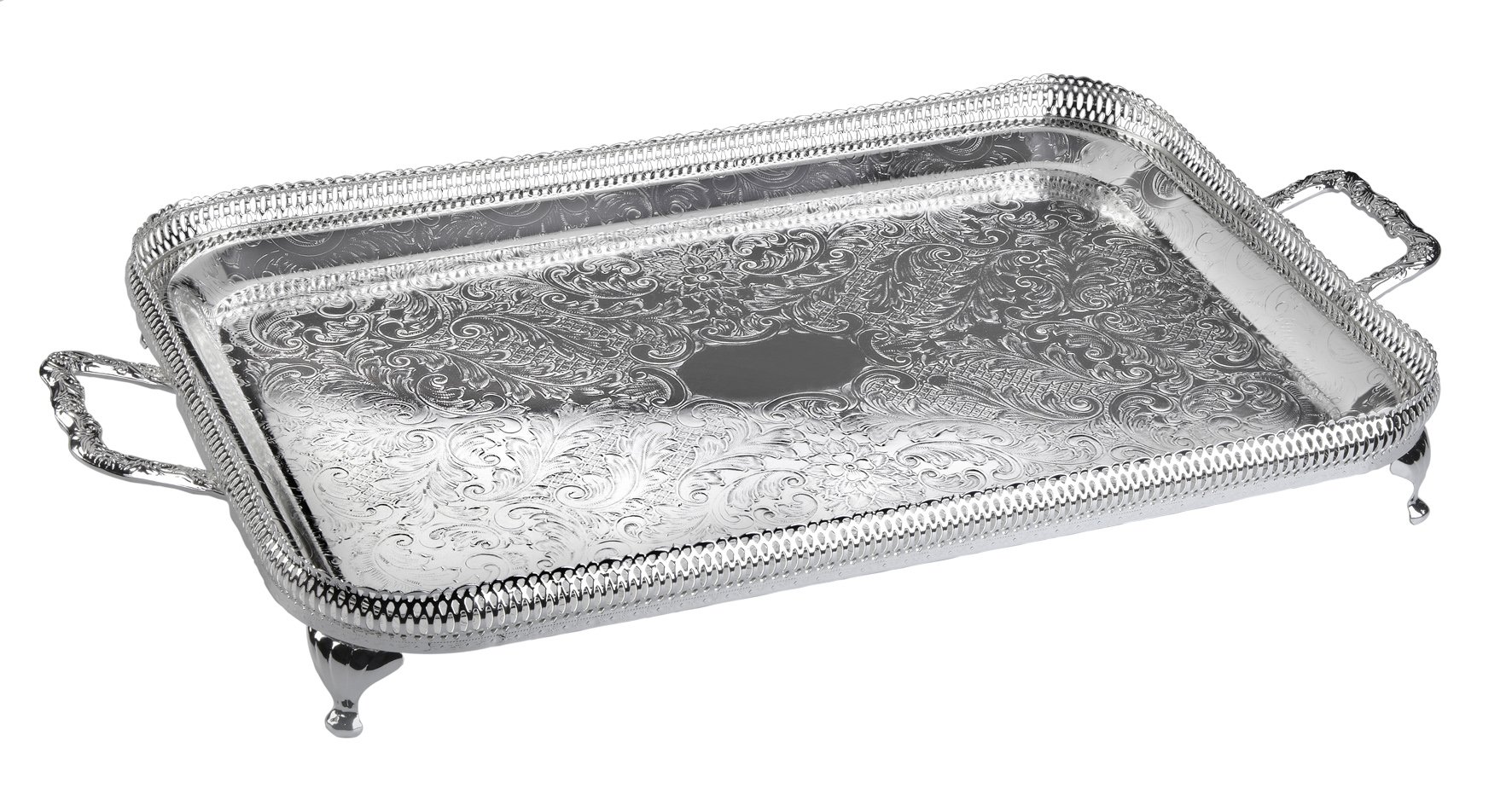 Silver Plated Serving Tray - Tarnish Resistant Finish, No Polishing Needed - Handcrafted in England - Perfect for Tea Service, Jewelry Display & Home Decor