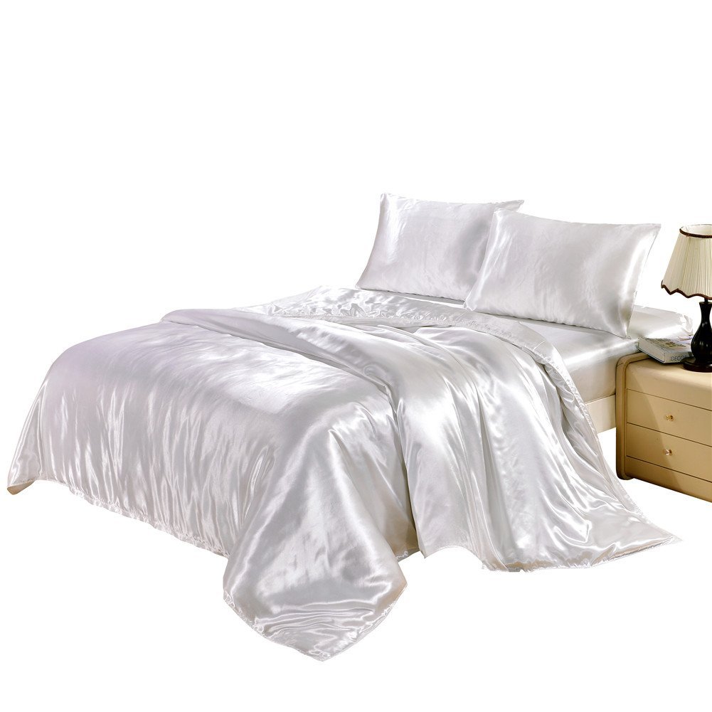 Angel's Bedding 3-Piece Silky Satin Duvet Cover Set - 100% Hypoallergenic Polyester, Full XL (88