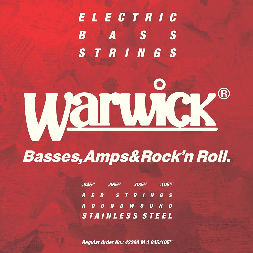 Warwick Stainless Steel Bass Guitar Strings - 4 String Medium Gauge (45-105) for Enhanced Tone & Durability | Perfect for Rock, Metal & Studio Recording