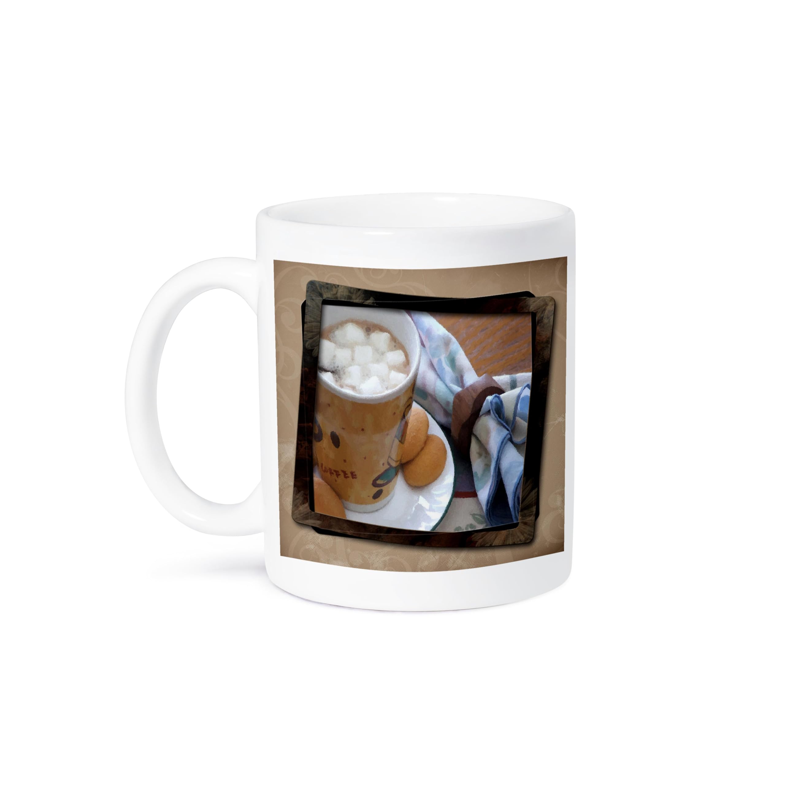 3D Rose Hot Chocolate and Marshmallows Ceramic Mug - 11 oz Insulated Coffee Cup for Winter, Gifts, Office & Home Use