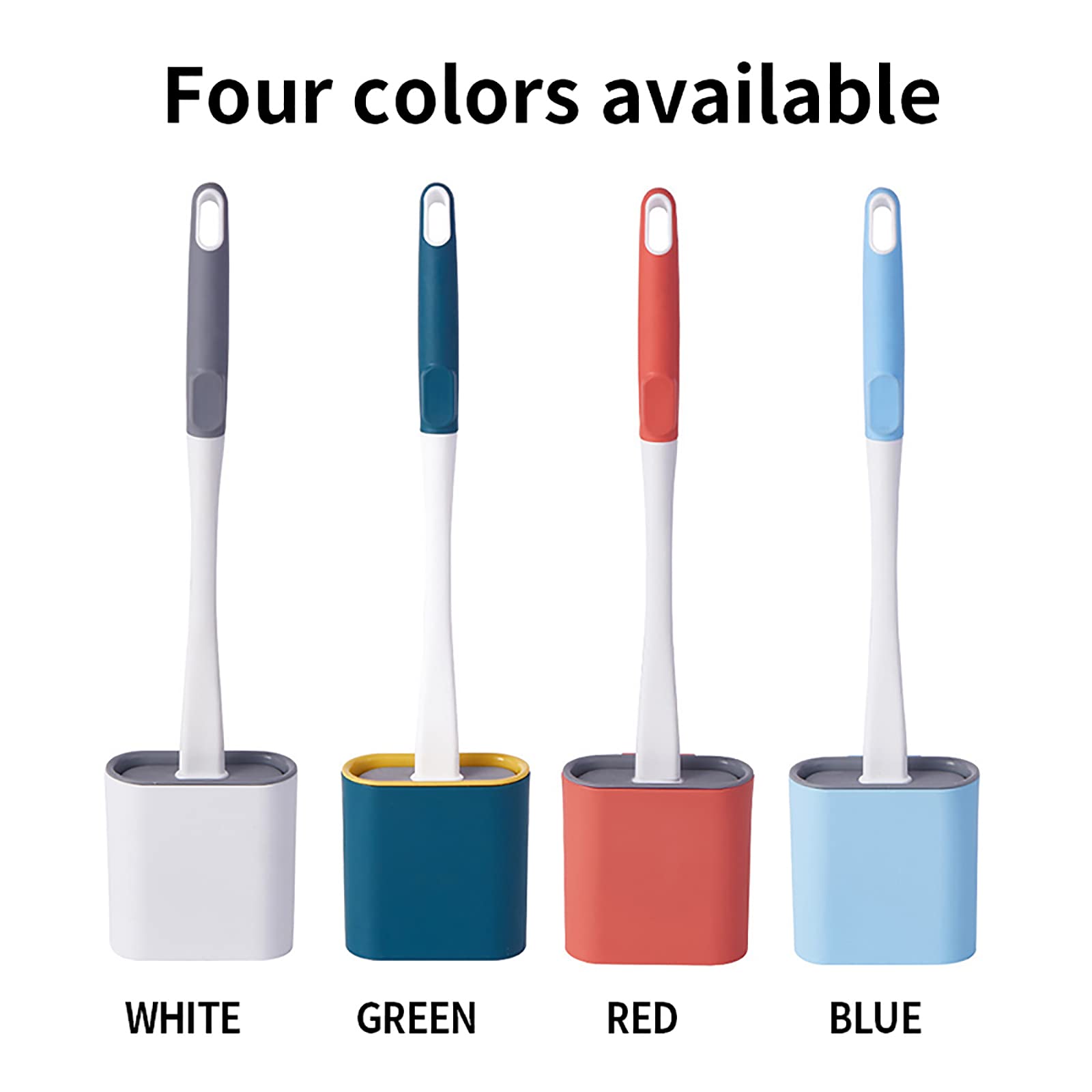 Long-Handled Silicone Toilet Brush and Holder Set - Wall-Mounted Bathroom Cleaning Brush with Ventilation Base, Punch-Free Design, No Dead Ends - Compact Size for Small Bathrooms (Blue) - Perfect for Daily Cleaning and Hygiene Maintenance
