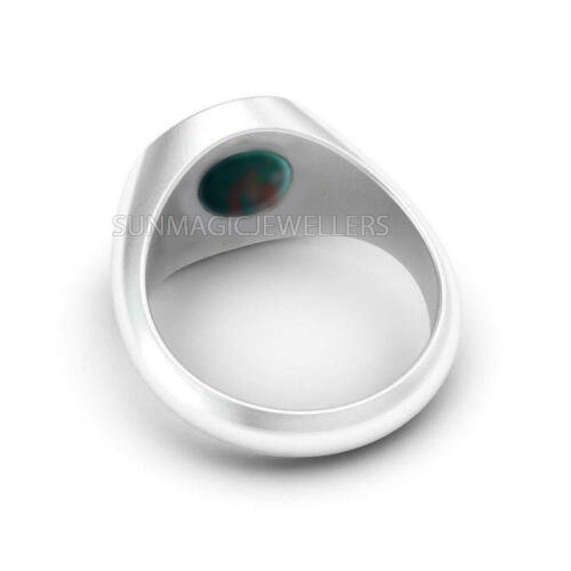 925 Silver Green Bloodstone Ring for Women - Natural Oval Gemstone Signet Ring - Healing Crystal Jewelry for Meditation & Spiritual Gifts
