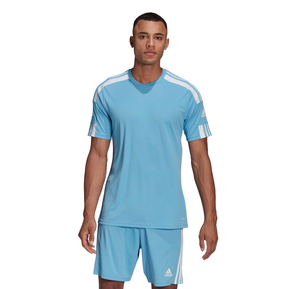 Adidas Adult Squadra 21 Soccer Jersey - Light Blue/White - Breathable Performance Shirt for Men's Football Training & Match Play