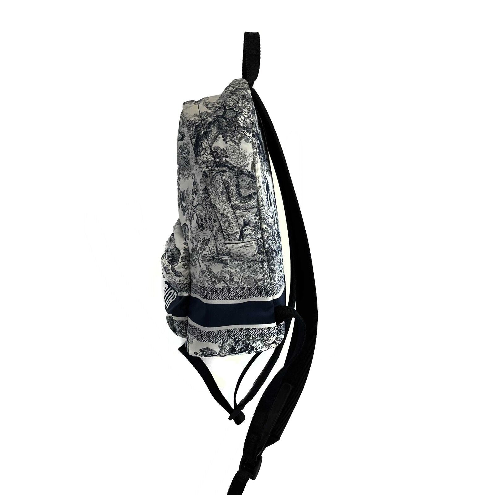 Christian Dior Toile de Jouy Mini Backpack - Luxury Designer Crossbody Bag for Women in White, Blue & Black Wildlife Print | Perfect for Travel, Shopping & Everyday Use