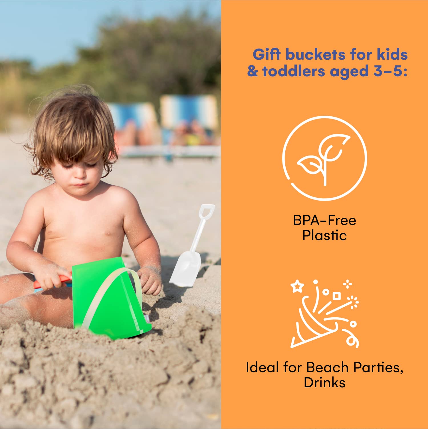 Top Race 6-Pack Kids Beach Toys Set - 5 Sand Pails, Shovels & Sandcastle Molds for Outdoor Play - Durable Sandbox & Pool Accessories for Toddlers - Perfect for Beach, Backyard & Summer Water Activities