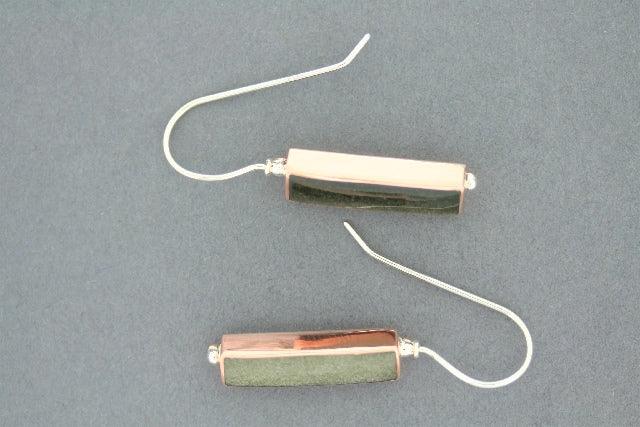 Stylish Rectangle Copper & Silver Earrings with Obsidian - Elegant Boho Jewelry for Women - Perfect for Parties, Weddings & Everyday Wear