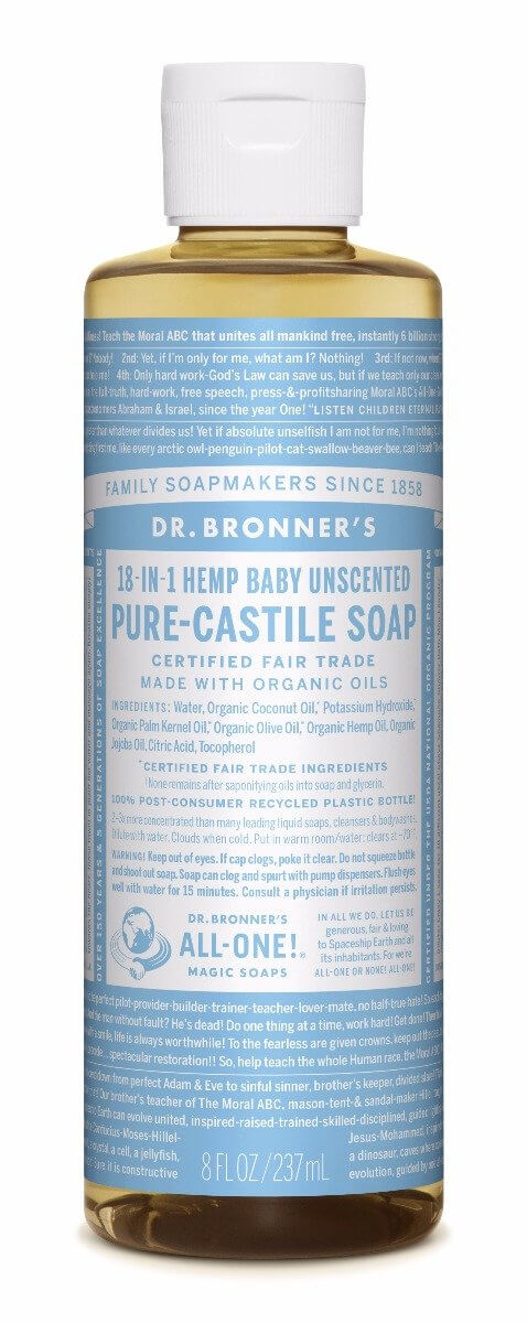 Dr. Bronner's Organic Pure Castile Liquid Soap - 18-in-1 Uses, Vegan, Fair Trade, for Body, Face, Hair, Home & Baby Care - Perfect for Showering, Bathing, Cleaning & Travel