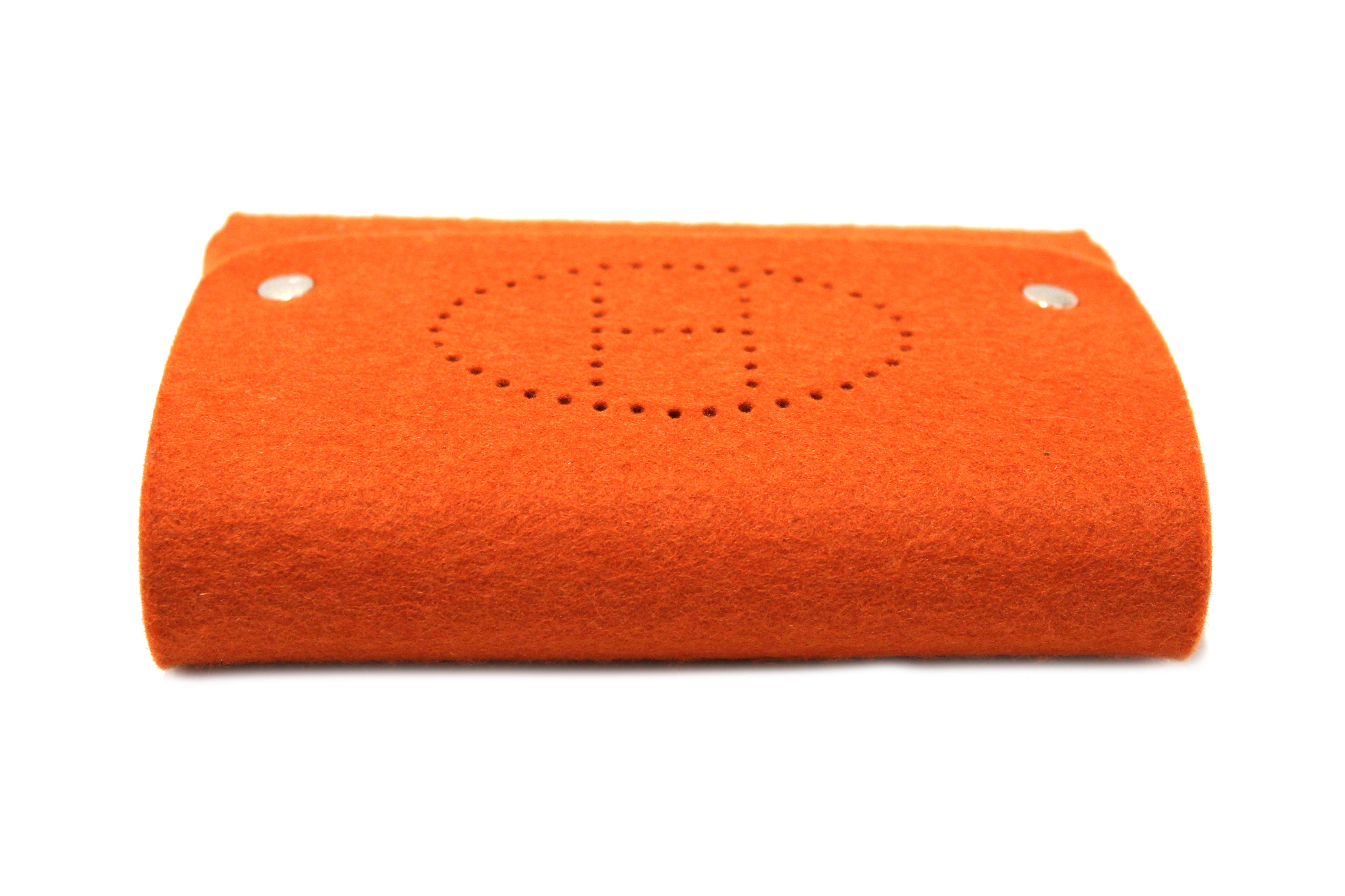Authentic Hermes Ettuart GM Pouch - Orange Felt Playing Card Case with Premium Fittings | Luxury Card Holder for Poker, Blackjack & Casino Games | Perfect Gift for Card Players & Collectors