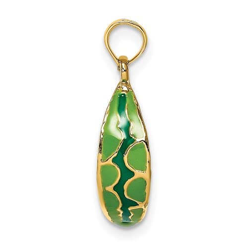 14K Yellow Gold 3D Watermelon Charm Pendant with Enamel - Elegant Jewelry Gift for Women, Perfect for Necklaces, Bracelets & Summer Fashion Accessories