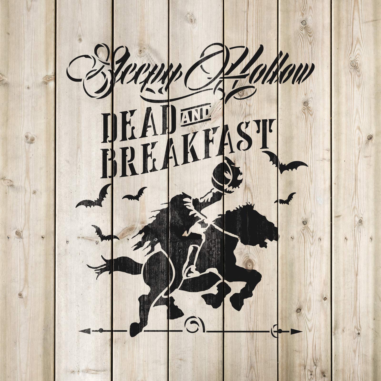 Sleepy Hollow Bed & Breakfast Halloween Stencil - Premium Mylar Horror Stencils for DIY Haunted House Decor, Pumpkin Carving & Spooky Sign Making