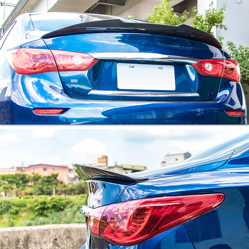 AeroBon Prepreg Dry Carbon Fiber Trunk Spoiler for 2014-2024 Infiniti Q50 & Q50S - H Style Rear Wing | Lightweight Performance Upgrade for Sporty Look & Enhanced Aerodynamics | Perfect for Car Enthusiasts & Racing Enthusiasts