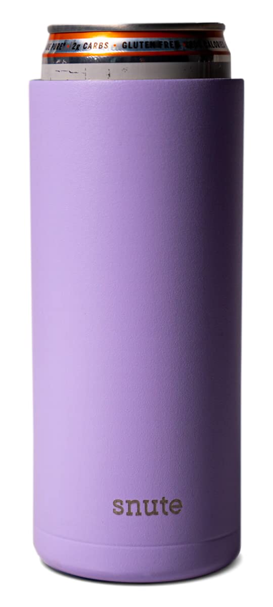 2-in-1 Slim Can Cooler & Tumbler | Stainless Steel Insulated Beverage Holder for 12oz Cans - Keeps Beer, Soda, Hard Seltzer & Energy Drinks Cold | Perfect for Pool Parties, BBQs, Camping & Outdoor Activities (Lavender)