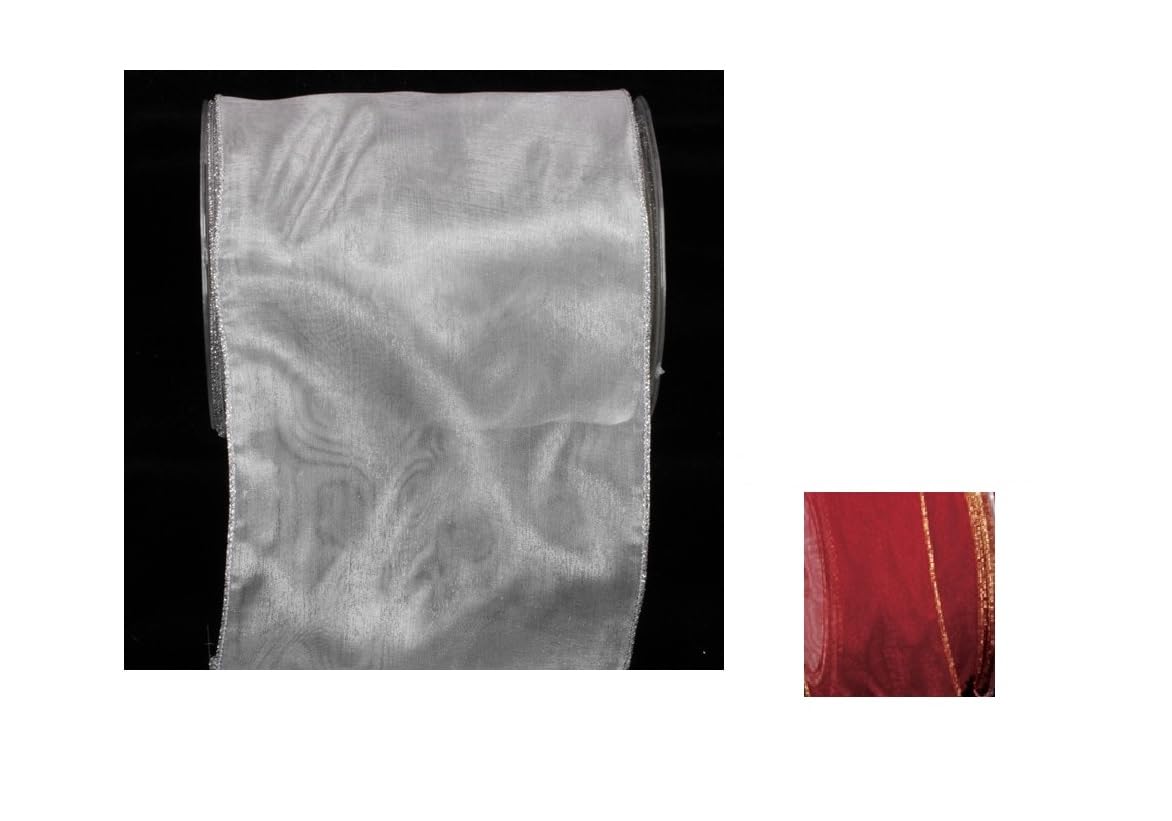 Sheer Burgundy Double Layer Wired Craft Ribbon - 6