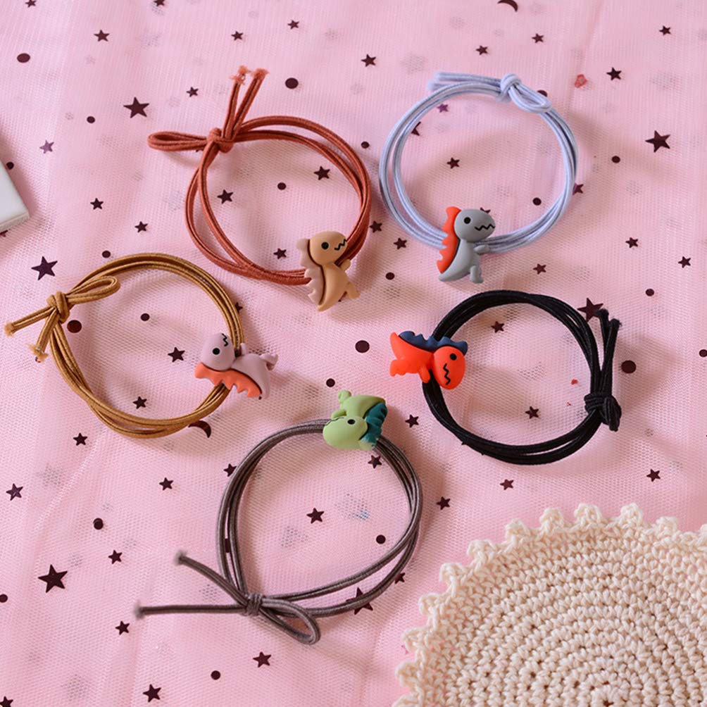 NUOBESTY 20pcs Cute Dinosaur Hair Ties - Cartoon Animal Hair Bands for Women & Girls, Soft Ponytail Holders & Hair Accessories for School, Work, Sports & Daily Use