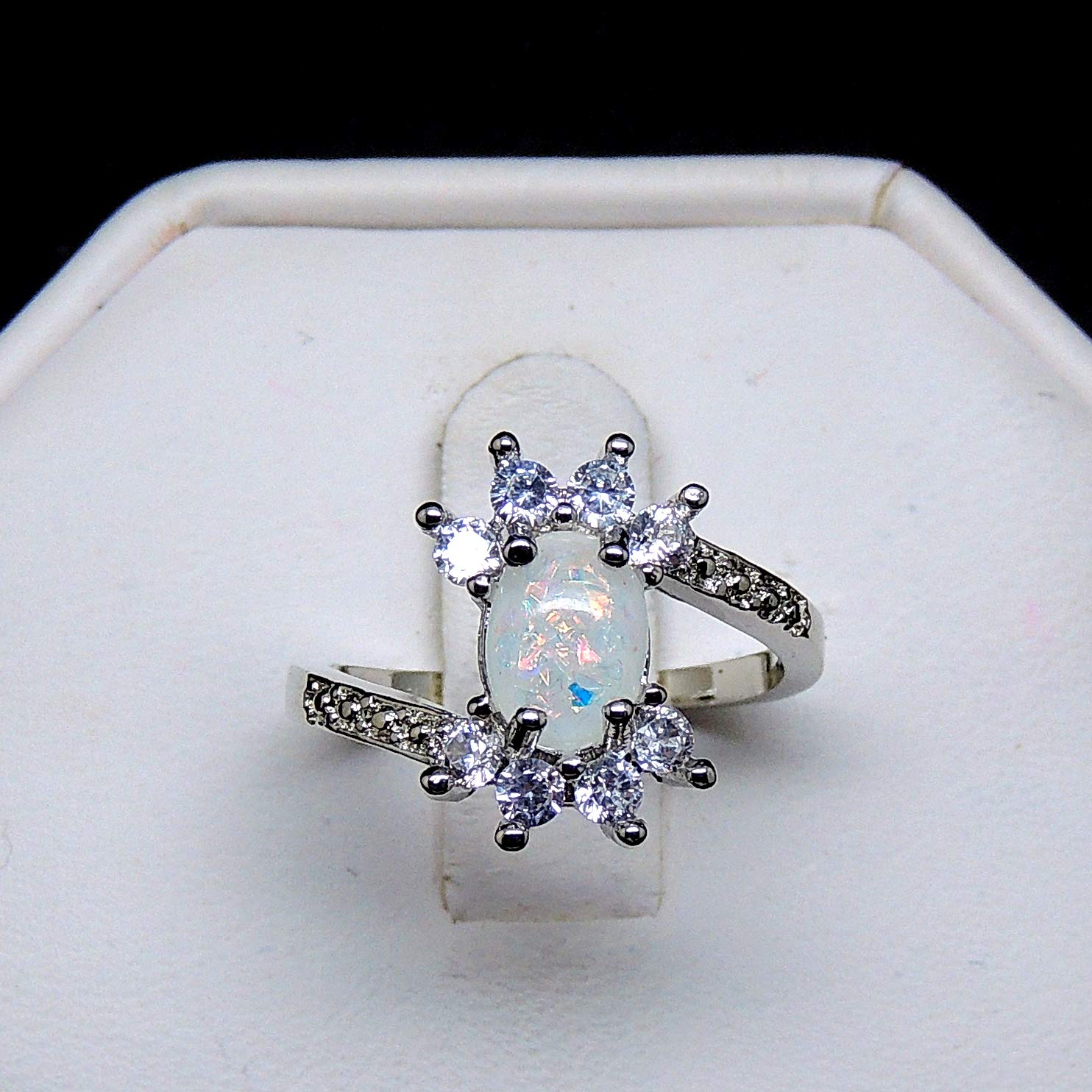 Ginger Lyne Women's Oval Fire Opal Statement Ring | Color Changing Simulated Opal Jewelry | Birthday & Anniversary Gift for Her | Perfect for Evening Parties & Special Occasions
