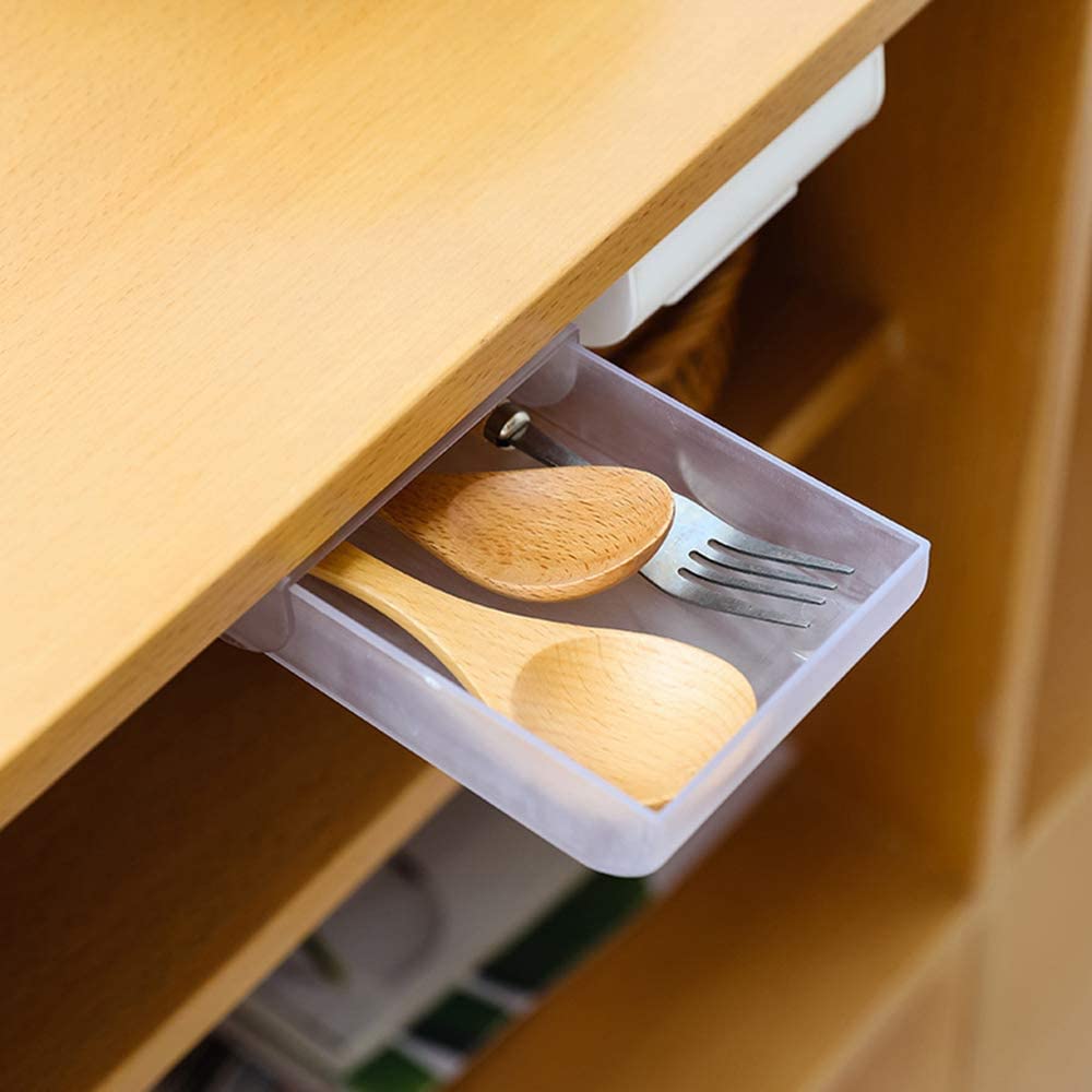 Self-Adhesive Under Desk Organizer - Hidden Pencil Tray Drawer for Office, School & Home | Stationery Storage Box & Desk Accessory | Perfect for Small Space Organization & Clutter-Free Workspace