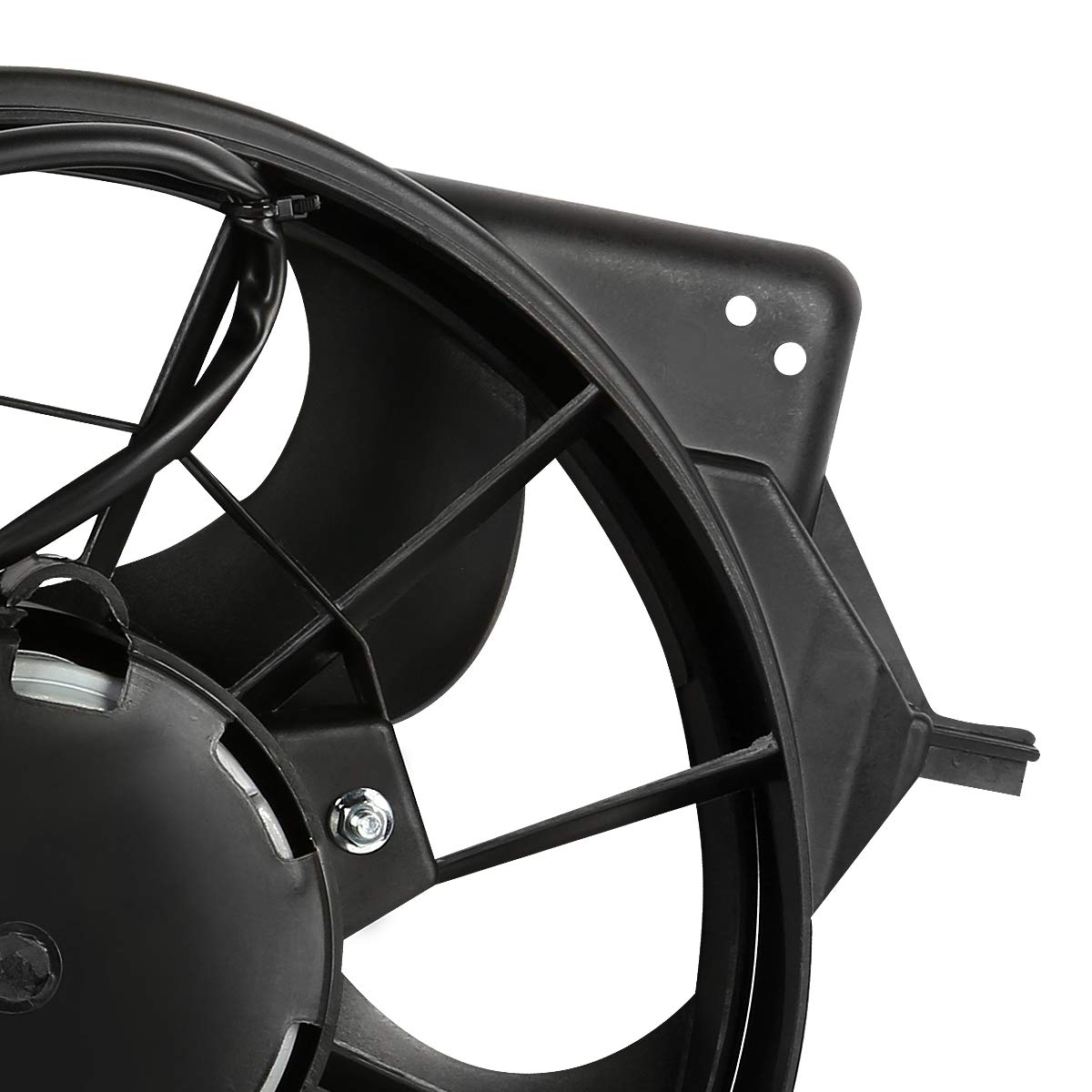 DNA MOTORING OEM-RF-0088 Black Radiator Cooling Fan Assembly - High Efficiency Direct Replacement for 2000-2002 Ford Focus - Perfect for Engine Overheating Prevention & Summer Driving