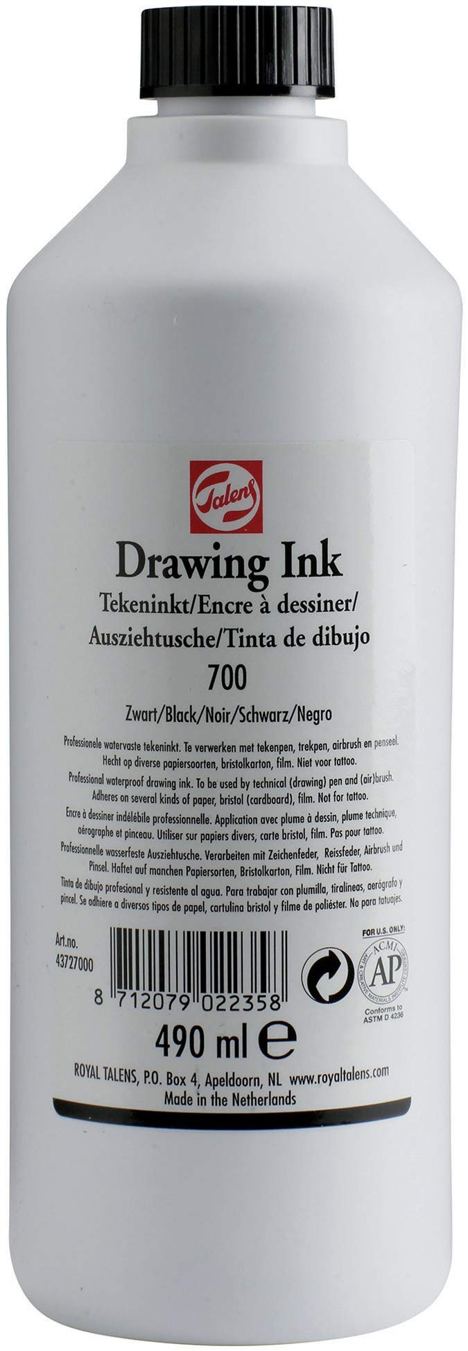 Royal Talens North America Talens Drawing Ink - Black, 30ml Bottle for Calligraphy, Sketching & Art Projects - Perfect for Artists, Students & Crafters