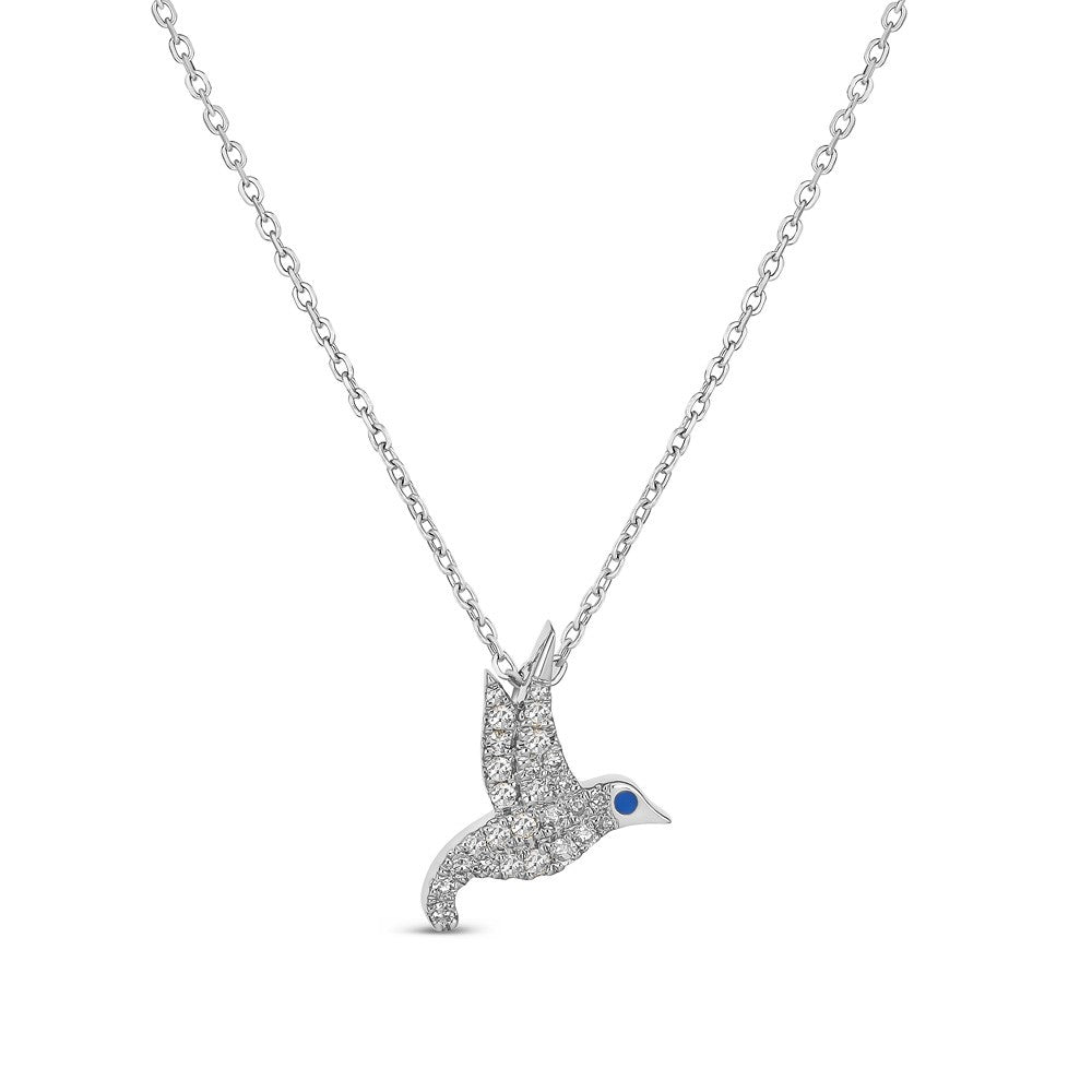 14K Gold 0.10 Carat Round Diamond Hummingbird Pendant Necklace - Elegant Jewelry Gift for Women, Perfect for Anniversary, Birthday & Special Occasions