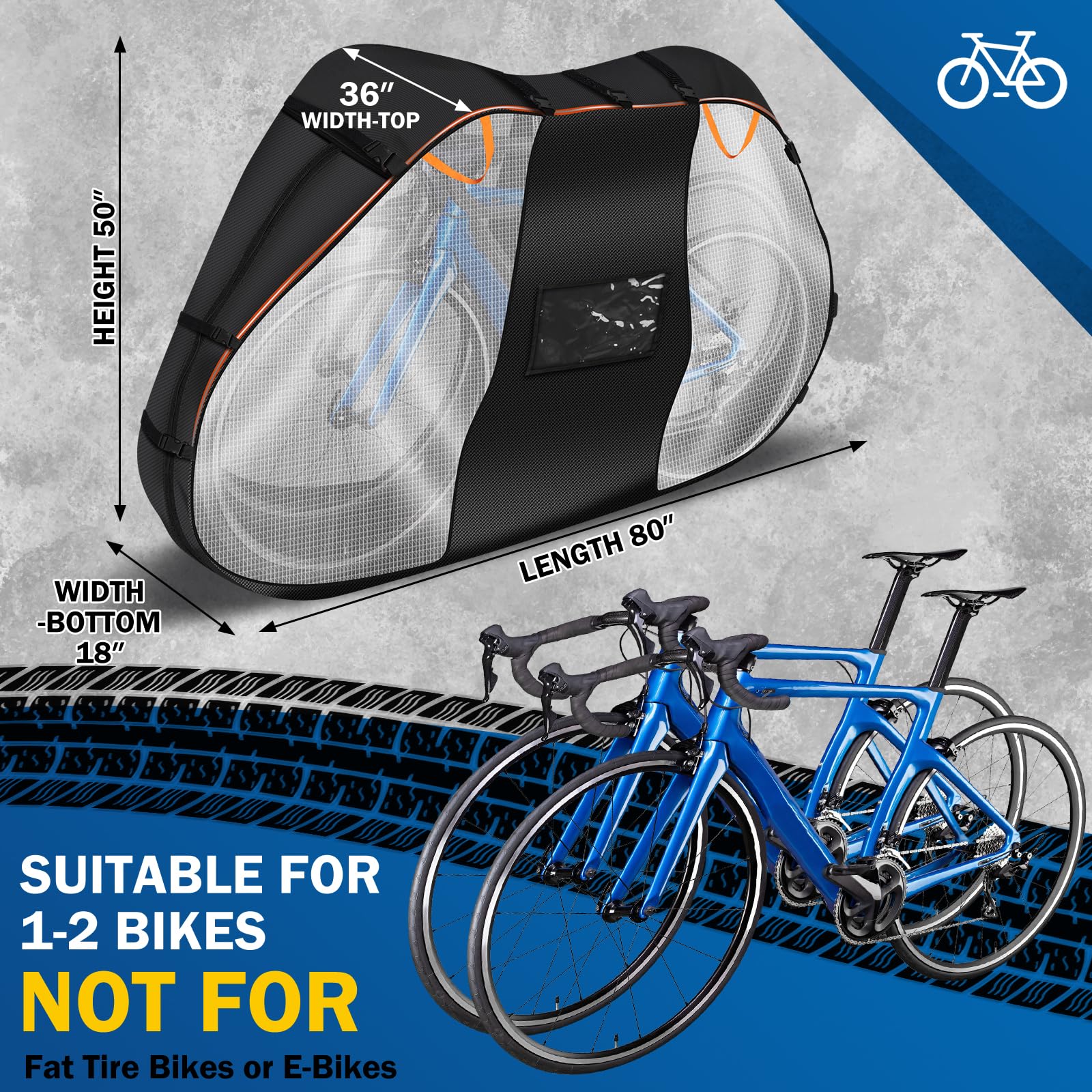 Cholila Waterproof Bike Cover for Transport - Universal 2 Bike Rack Cover with Reflective Tail Light & License Plate Window - Durable Travel Protection for Cars, SUVs, Trucks (Ideal for Road Trips & Outdoor Adventures)