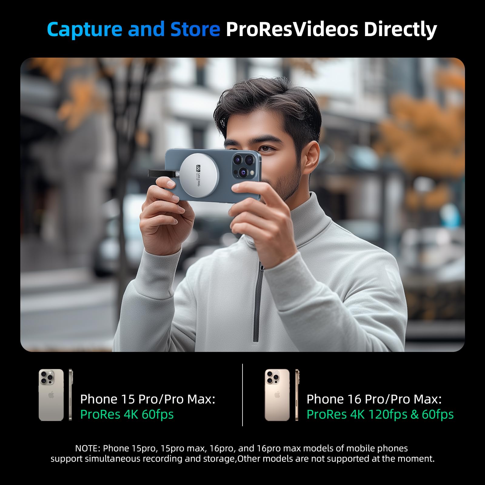 SAN ZANG MASTER 1TB Magnetic Portable SSD - Ultra-Thin External Solid State Drive with Secure Grip | Fast Data Transfer, Shockproof | Perfect for Travel, Business & Backup Storage