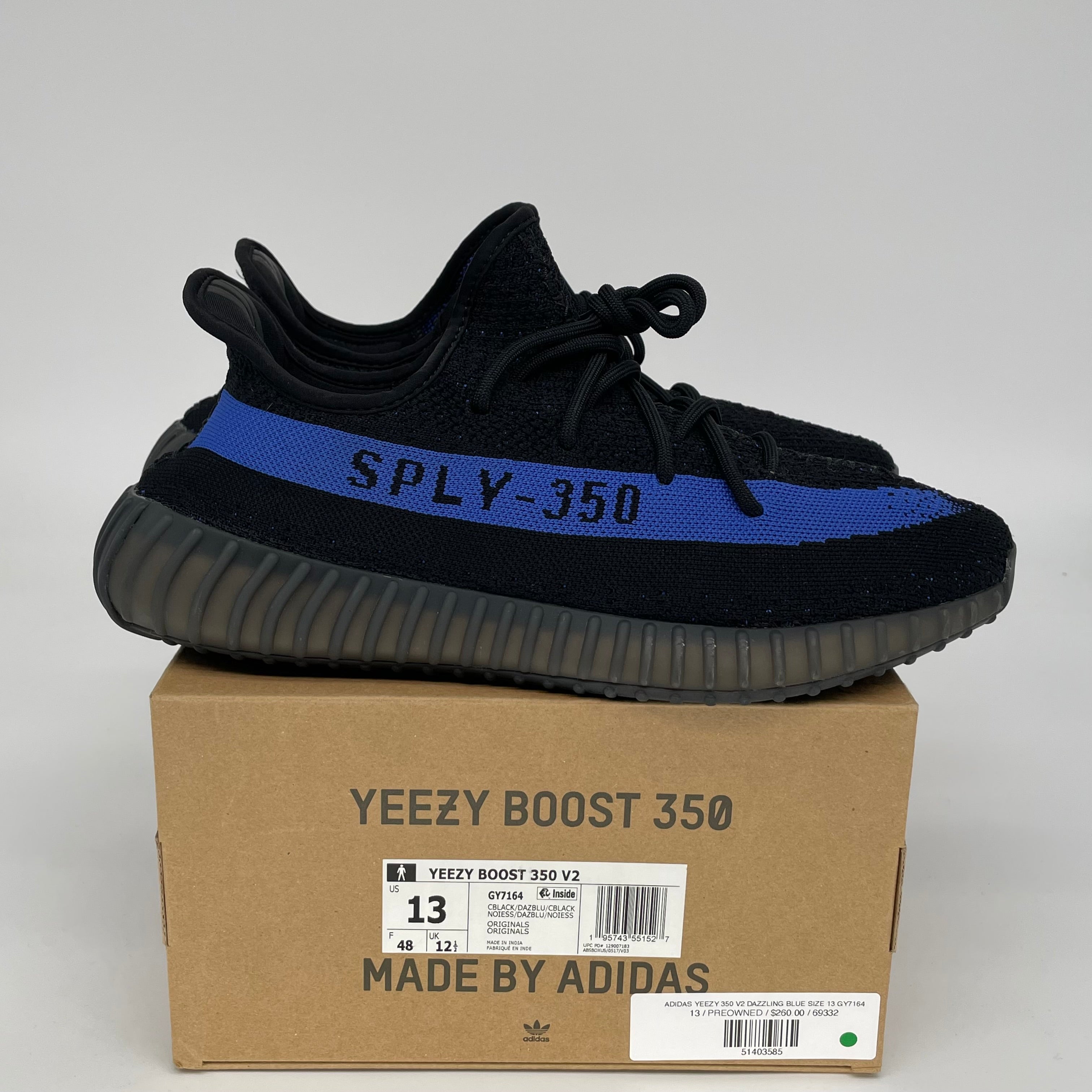 Adidas Yeezy Boost 350 V2 Dazzling Blue Men's Running Shoes - Size 13 (GY7164) | Comfortable Sneakers for Gym, Jogging & Casual Wear