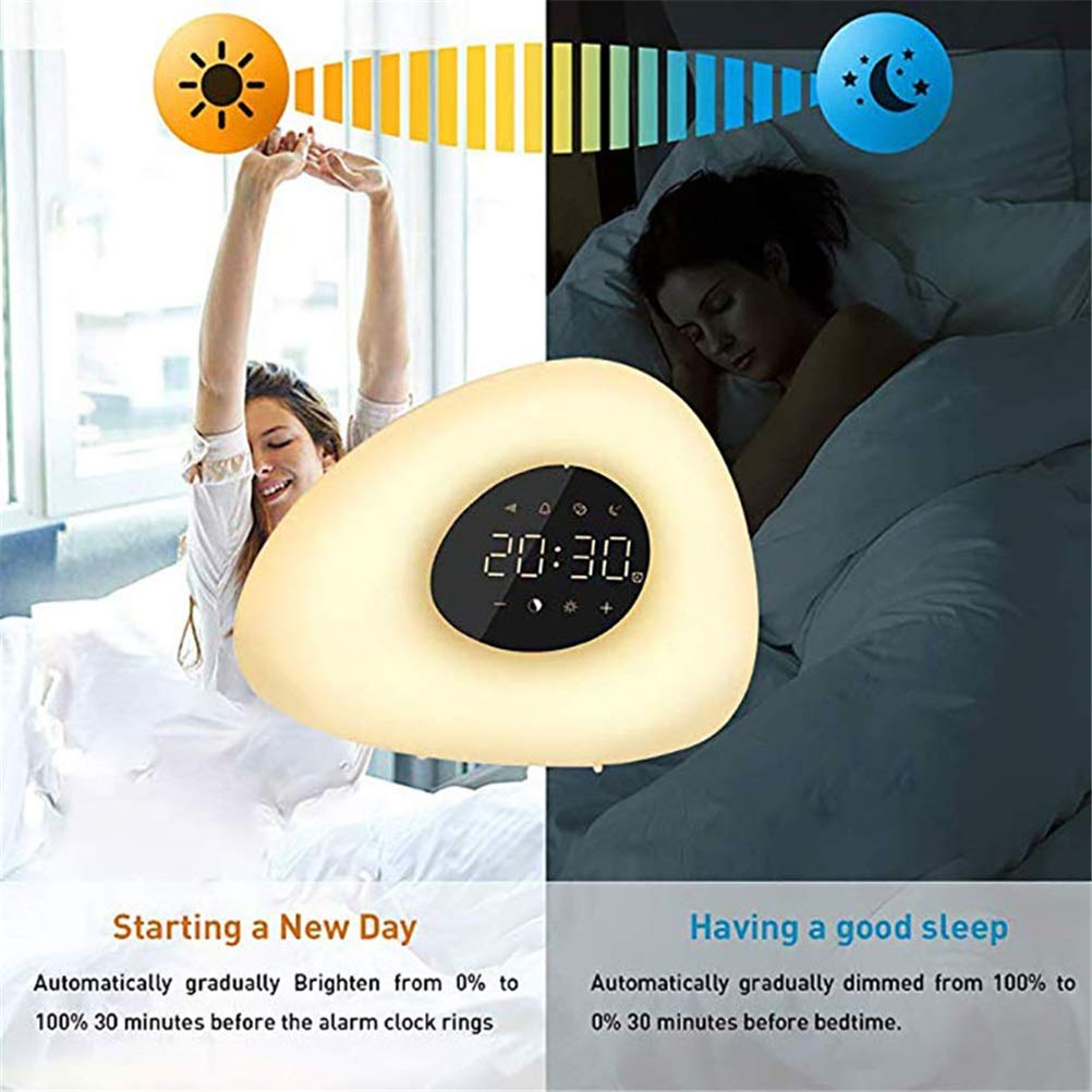 Sunrise Alarm Clock with 10 Natural Sounds & 7 Color LED Light - Smart Wake Up Light, Sunset Simulation, Touch Control, Dimmable Bedside Lamp for Gentle Morning Wakeup & Nighttime Relaxation