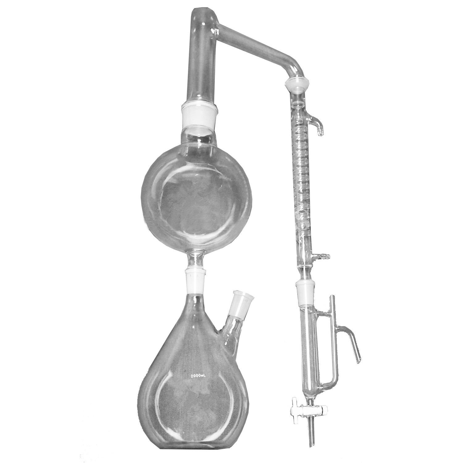 2000ml Essential Oil Distillation Kit - Glass Steam Distiller with Graham Condenser, Hot Plate & 24/40 Joints for Home Lab, Aromatherapy & DIY Perfume Making | Pure Water Distillation & Herbal Extract Preparation