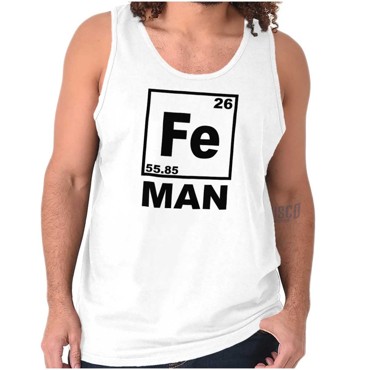 Fe Iron Science Elements Superhero Tank Top - Sleeveless Graphic Tee for Men | Perfect for Science Geeks, Comic Con & Casual Wear