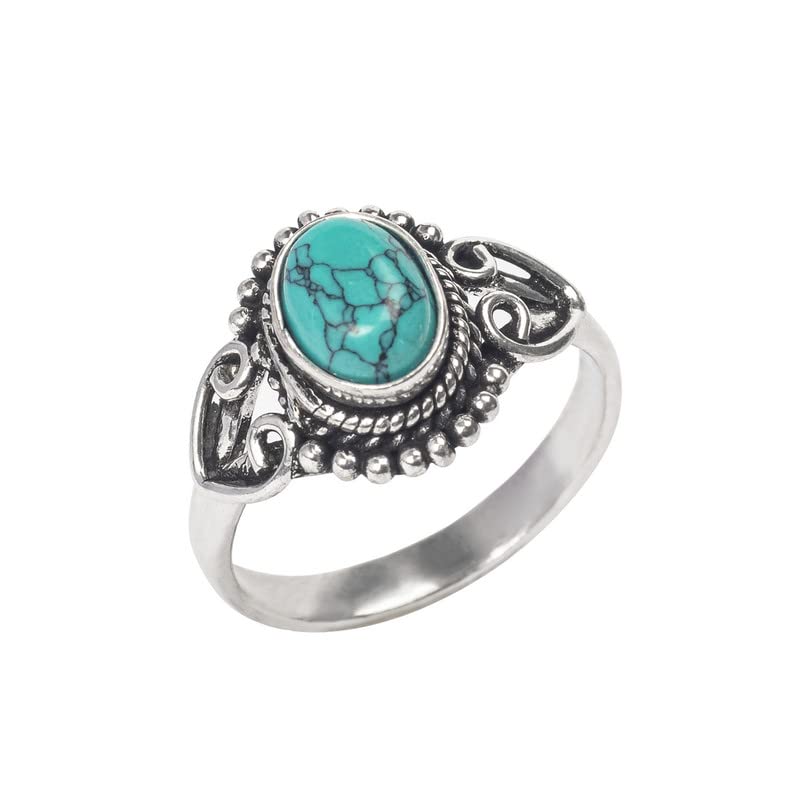Handmade Turquoise Silver Overlay Ring for Women - Size US 11 | Bohemian Jewelry for Everyday Wear & Special Occasions | Perfect Christmas, Anniversary & Birthday Gift for Her