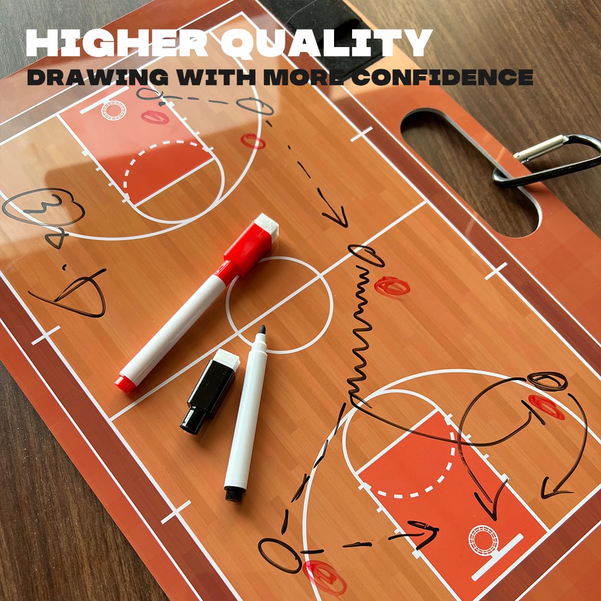 1NMORE Basketball Dry Erase Clipboard - Double Sided Coaching Board with Markers for Basketball Practice