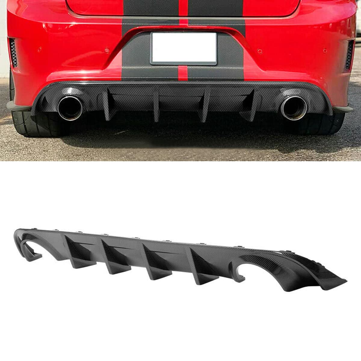Carbon Fiber Rear Lip Bumper Diffuser & Spoiler for 2015-2022 Dodge Charger Base SXT - Aggressive Style Upgrade for Street Racing & Car Shows